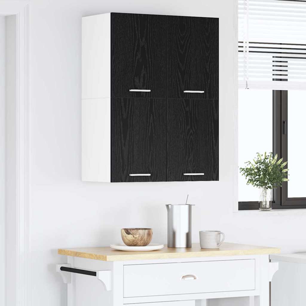 Hangkast 2 pcs Zwarte Eik en Wit 60 x 31 x 40 cm Bewerkt hout is nu te koop bij PeponiXL, paradijselijk wonen!