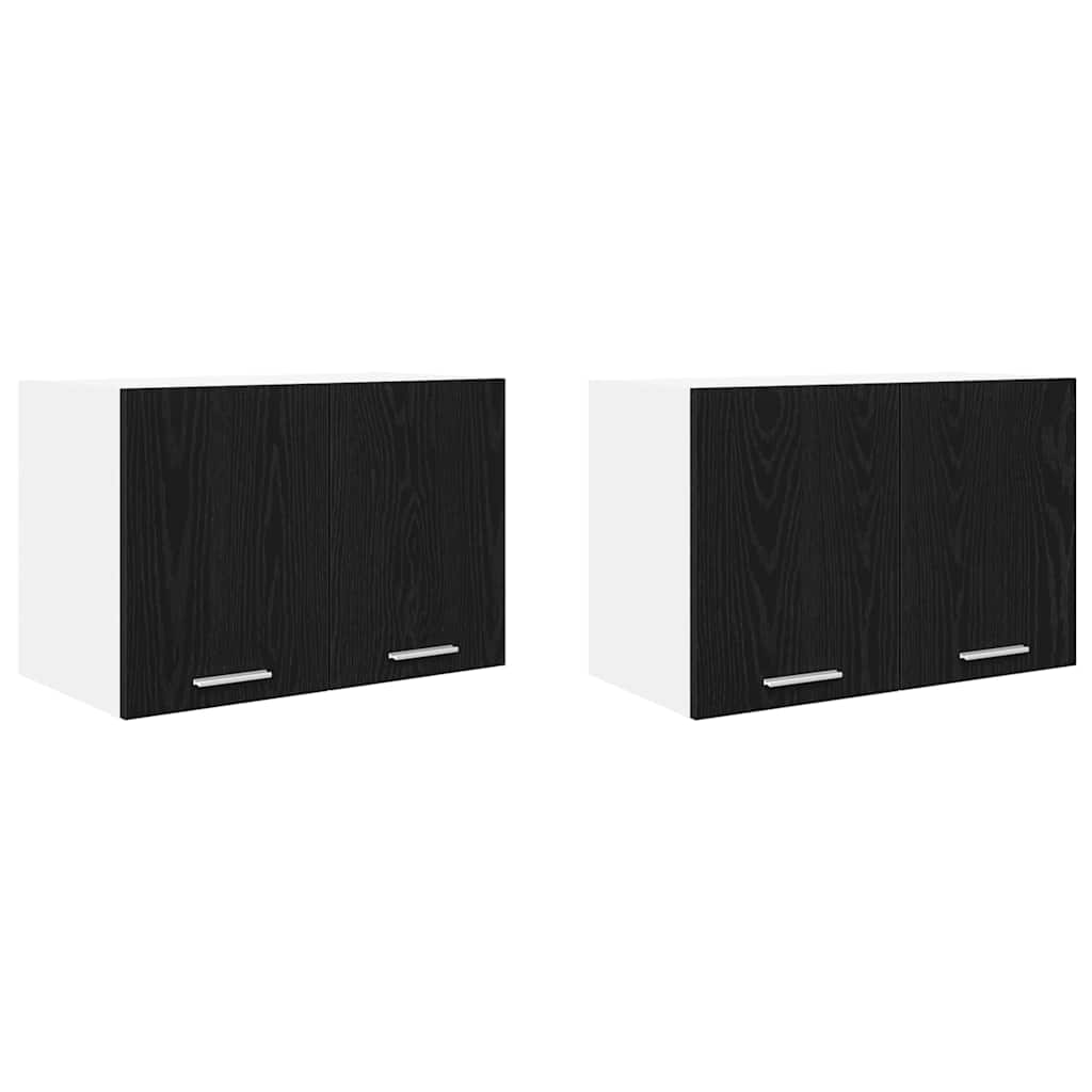 Hangkast 2 pcs Zwarte Eik en Wit 60 x 31 x 40 cm Bewerkt hout is nu te koop bij PeponiXL, paradijselijk wonen!