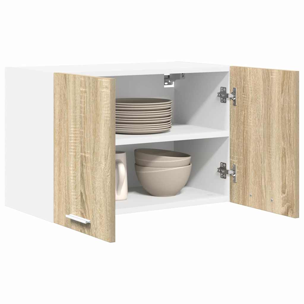 Hangkast 2 pcs Sonoma Eik en Wit 60 x 31 x 40 cm Bewerkt hout is nu te koop bij PeponiXL, paradijselijk wonen!