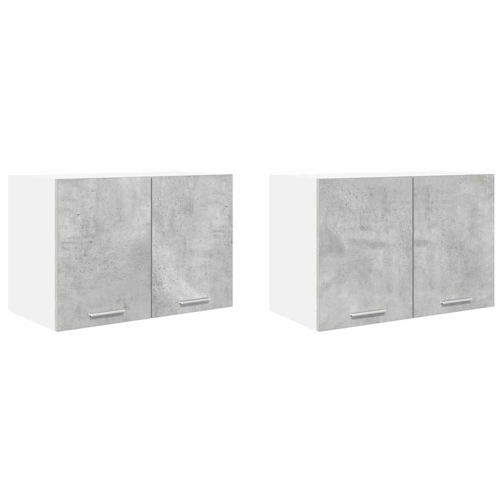 Hangkast 2 pcs Beton Grijs en Wit 60 x 31 x 40 cm Bewerkt hout is nu te koop bij PeponiXL, paradijselijk wonen!