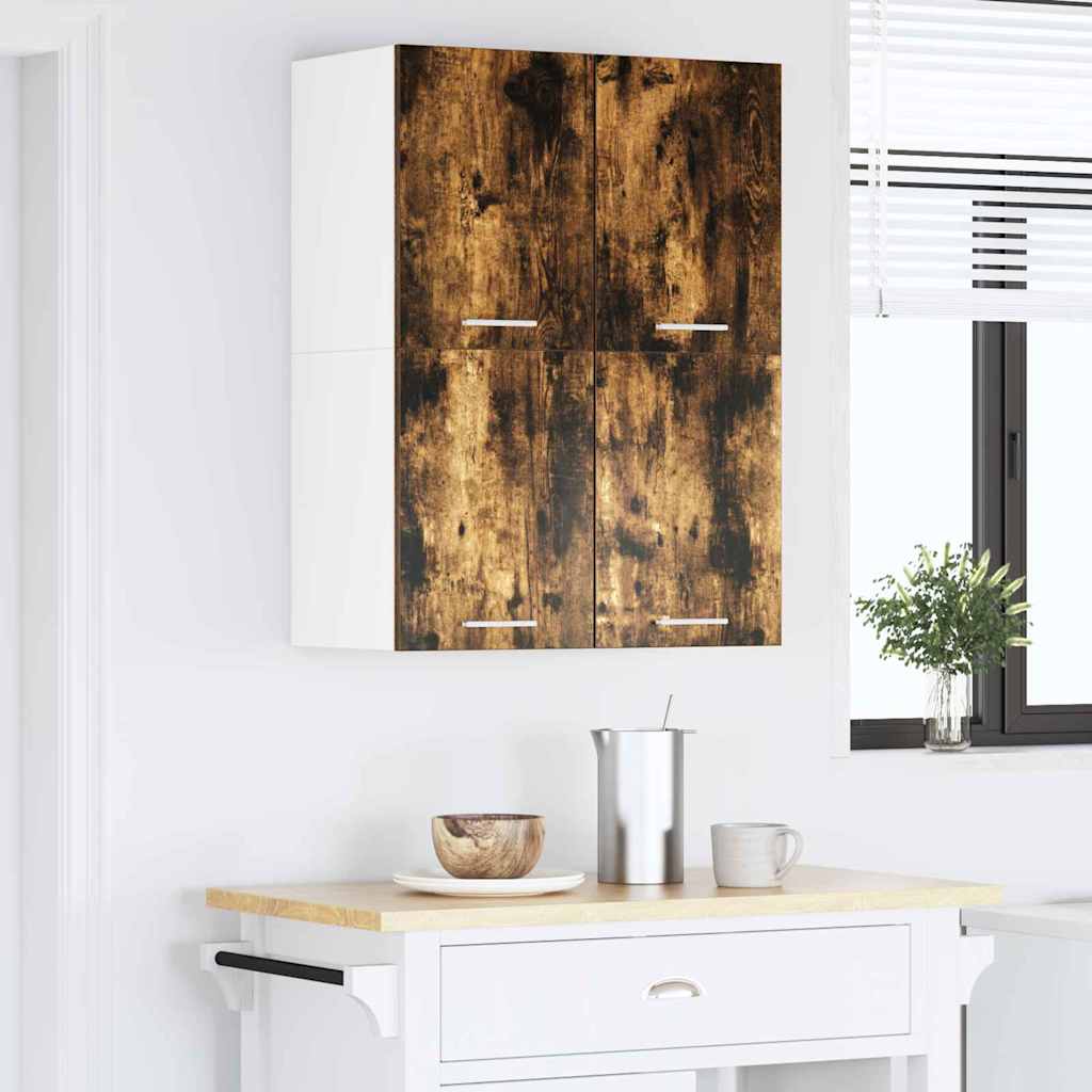 Hangkast 2 pcs Gerookte Eik en Wit 60 x 31 x 40 cm Bewerkt hout is nu te koop bij PeponiXL, paradijselijk wonen!