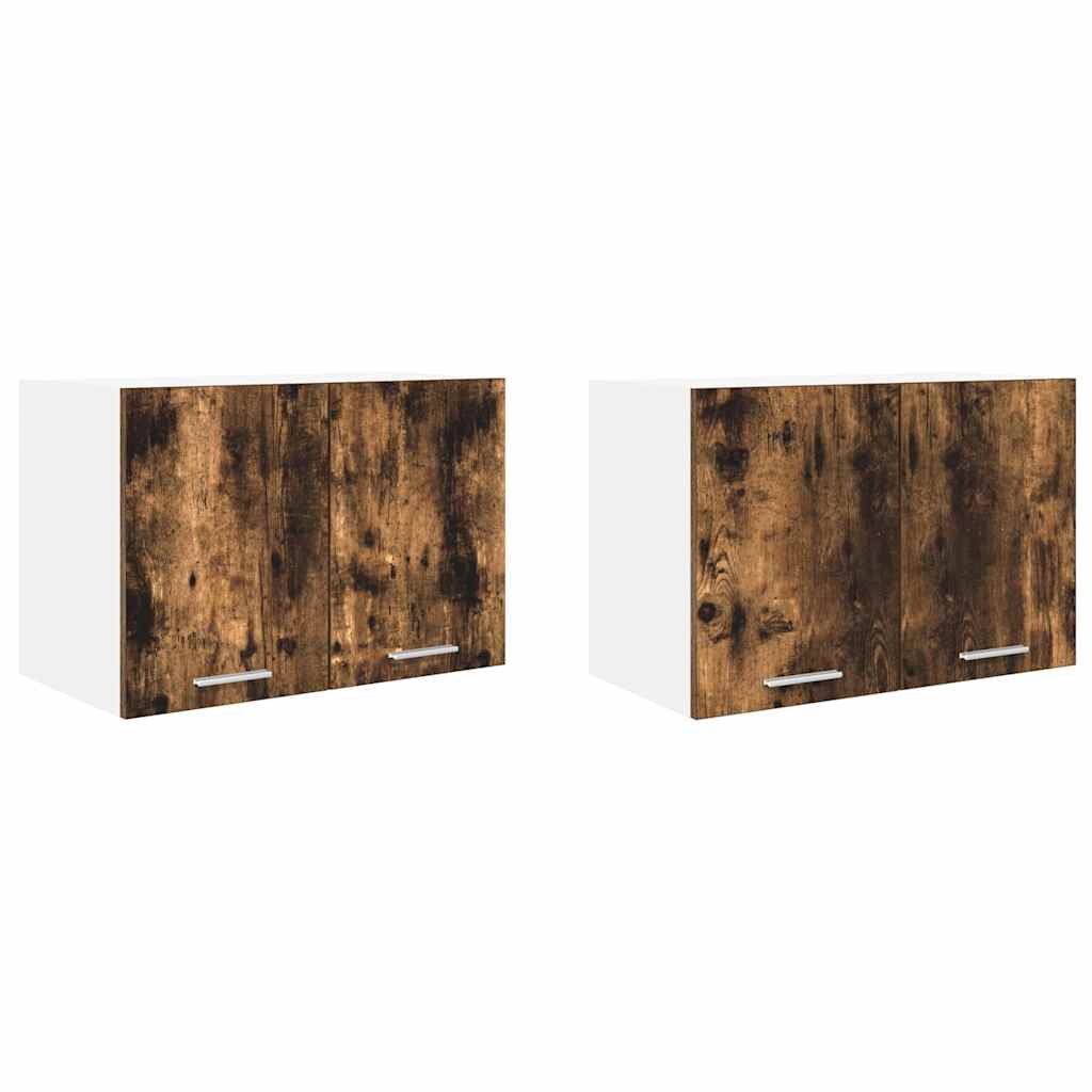 Hangkast 2 pcs Gerookte Eik en Wit 60 x 31 x 40 cm Bewerkt hout is nu te koop bij PeponiXL, paradijselijk wonen!