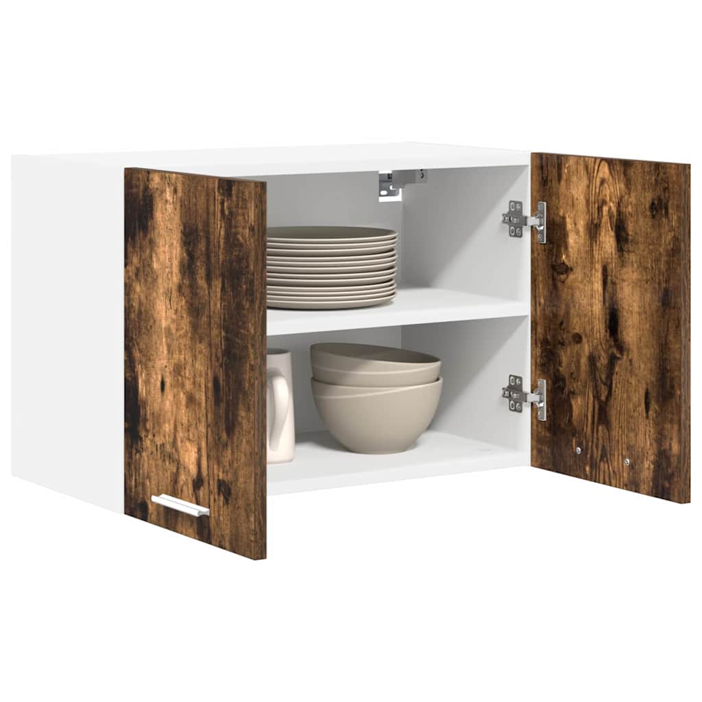 Hangkast 2 pcs Gerookte Eik en Wit 60 x 31 x 40 cm Bewerkt hout is nu te koop bij PeponiXL, paradijselijk wonen!