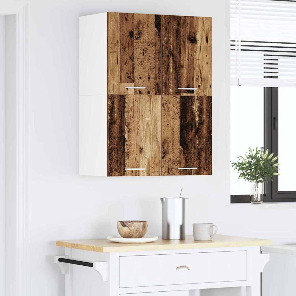 Hangkast 2 pcs Oude Hout en Wit 60 x 31 x 40 cm Bewerkt hout is nu te koop bij PeponiXL, paradijselijk wonen!