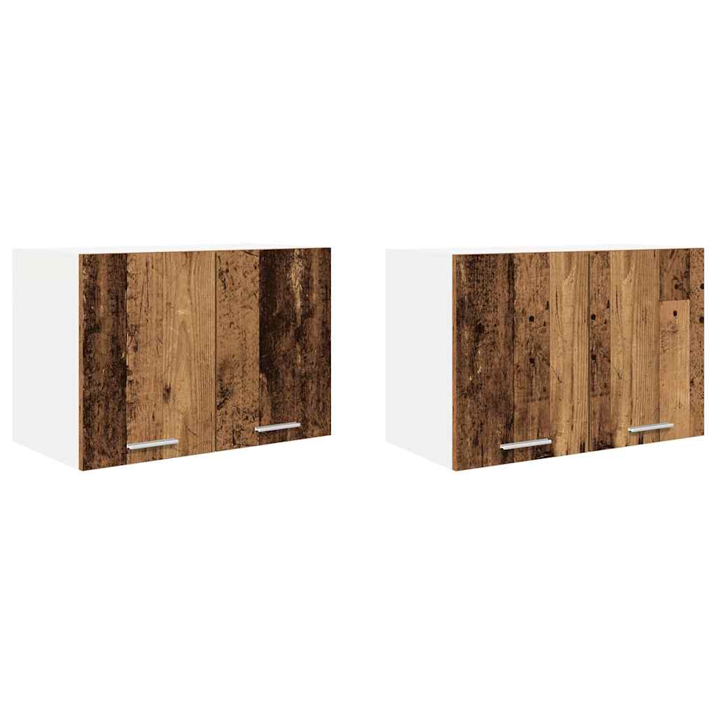 Hangkast 2 pcs Oude Hout en Wit 60 x 31 x 40 cm Bewerkt hout is nu te koop bij PeponiXL, paradijselijk wonen!