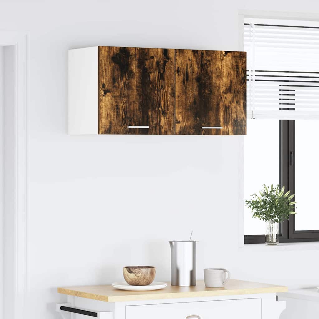 Hangkast met opslag Gerookt eiken 80 x 31 x 40 cm Bewerkt hout is nu te koop bij PeponiXL, paradijselijk wonen!