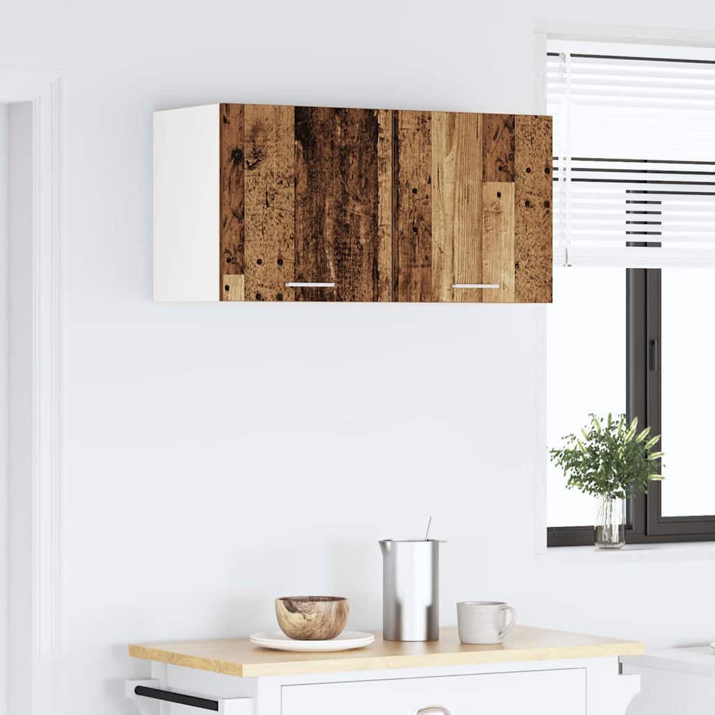 Hangkast met opslag Oudhout 80 x 31 x 40 cm Bewerkt hout is nu te koop bij PeponiXL, paradijselijk wonen!