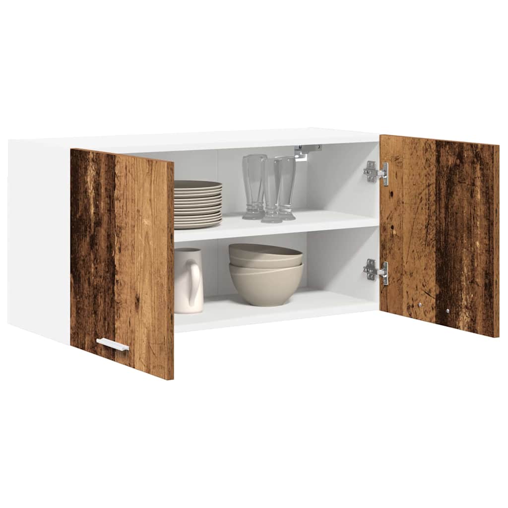 Hangkast met opslag Oudhout 80 x 31 x 40 cm Bewerkt hout is nu te koop bij PeponiXL, paradijselijk wonen!