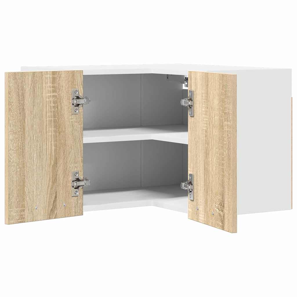 Hangkast Sonoma Eik en Wit 57 x 57 x 40 cm Bewerkt hout is nu te koop bij PeponiXL, paradijselijk wonen!