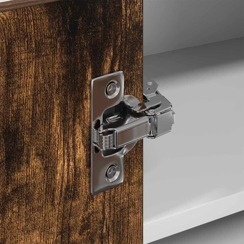 Hangkast Gerookte Eik en Wit 57 x 57 x 40 cm Bewerkt hout is nu te koop bij PeponiXL, paradijselijk wonen!