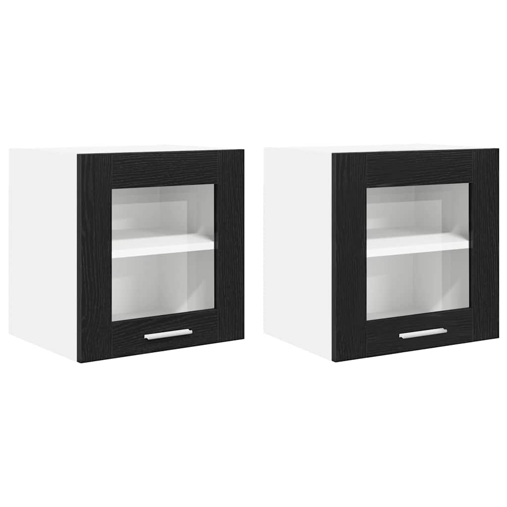 Hangkast 2 pcs Zwart Eiken 40 x 31 x 40 cm Bewerkt hout is nu te koop bij PeponiXL, paradijselijk wonen!