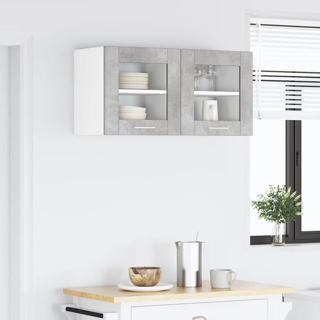 Hangkast Riga 2 pcs Beton Grijs 40 x 31 x 40 cm Bewerkt hout is nu te koop bij PeponiXL, paradijselijk wonen!