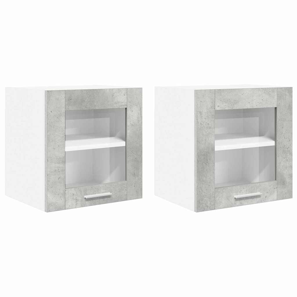 Hangkast Riga 2 pcs Beton Grijs 40 x 31 x 40 cm Bewerkt hout is nu te koop bij PeponiXL, paradijselijk wonen!