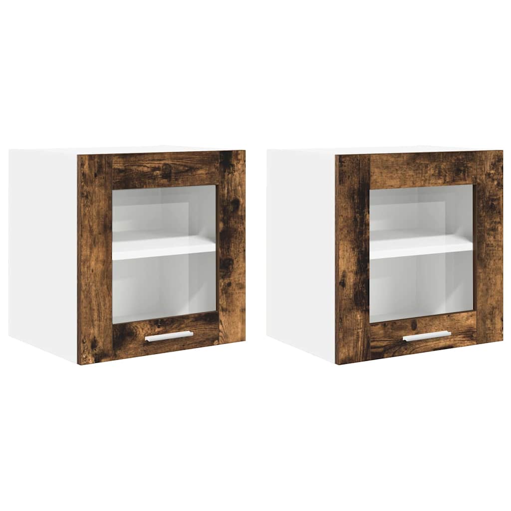 Hangkast 2 pcs Gerookt eiken 40 x 31 x 40 cm Bewerkt hout is nu te koop bij PeponiXL, paradijselijk wonen!