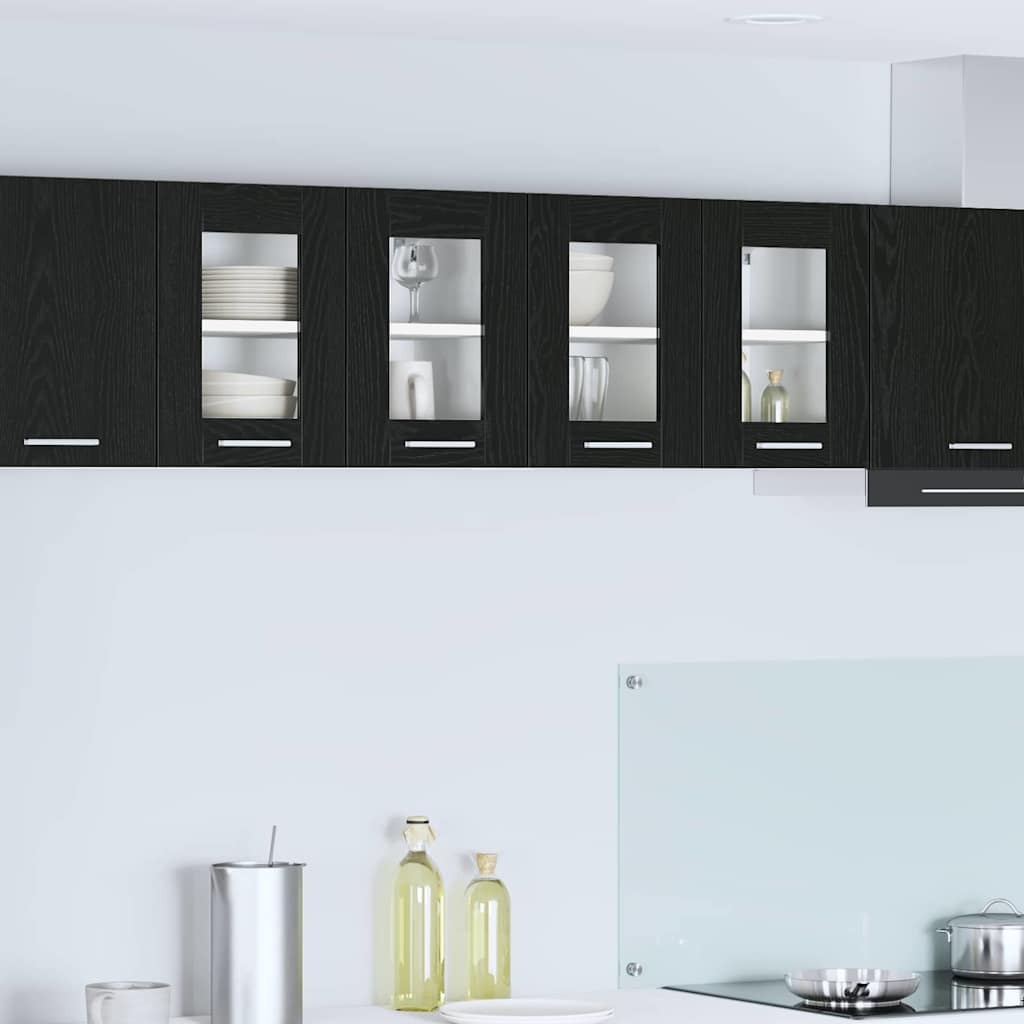 Hangkast 2 pcs Zwart Eiken 60 x 31 x 40 cm Bewerkt hout is nu te koop bij PeponiXL, paradijselijk wonen!