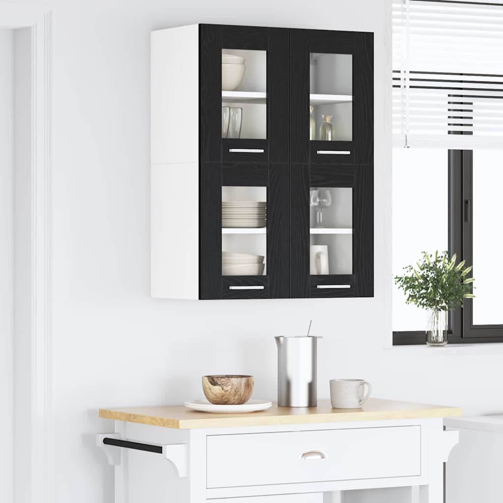 Hangkast 2 pcs Zwart Eiken 60 x 31 x 40 cm Bewerkt hout is nu te koop bij PeponiXL, paradijselijk wonen!