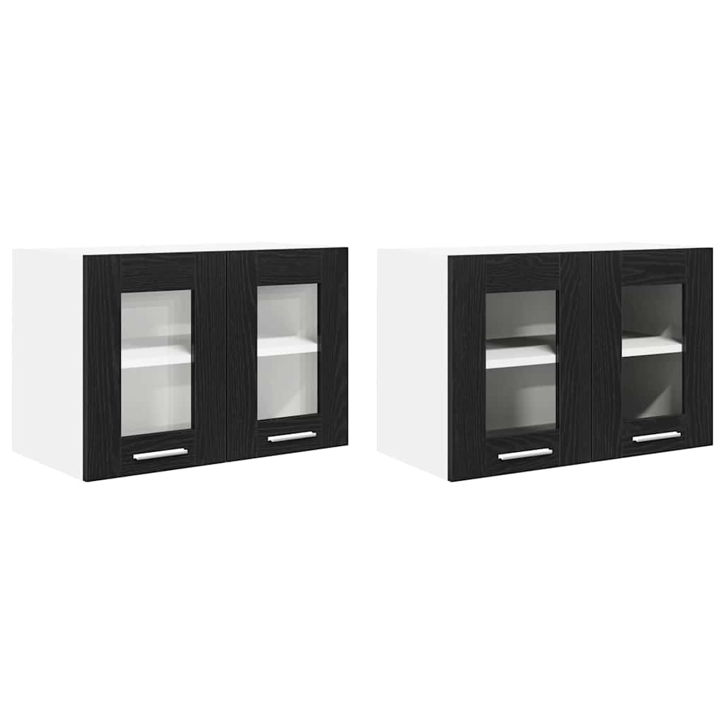 Hangkast 2 pcs Zwart Eiken 60 x 31 x 40 cm Bewerkt hout is nu te koop bij PeponiXL, paradijselijk wonen!