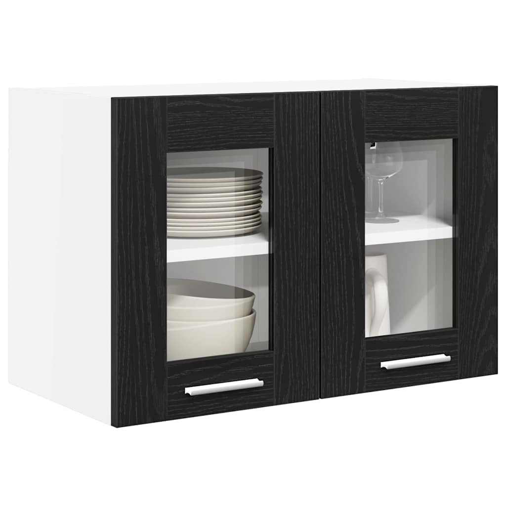 Hangkast 2 pcs Zwart Eiken 60 x 31 x 40 cm Bewerkt hout is nu te koop bij PeponiXL, paradijselijk wonen!