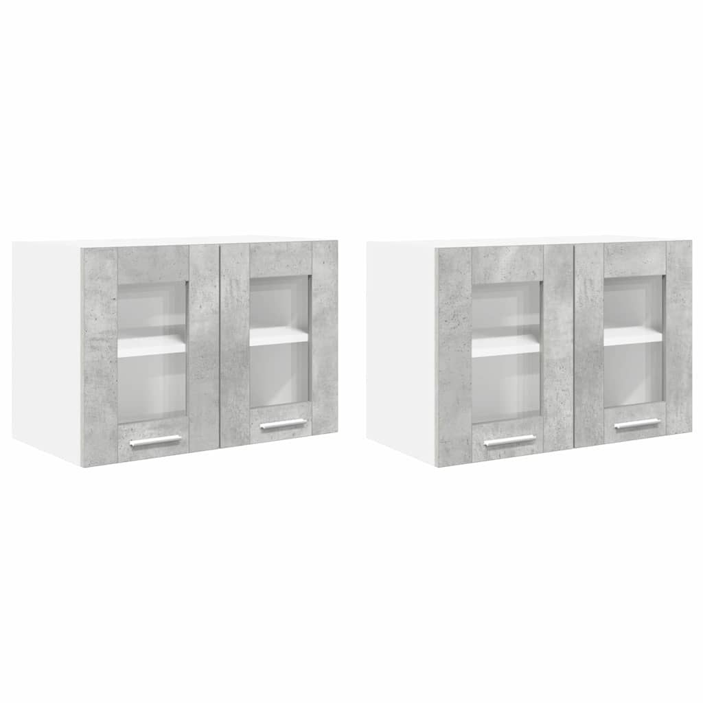 Hangkast 2 pcs Beton Grijs 60 x 31 x 40 cm Bewerkt hout is nu te koop bij PeponiXL, paradijselijk wonen!