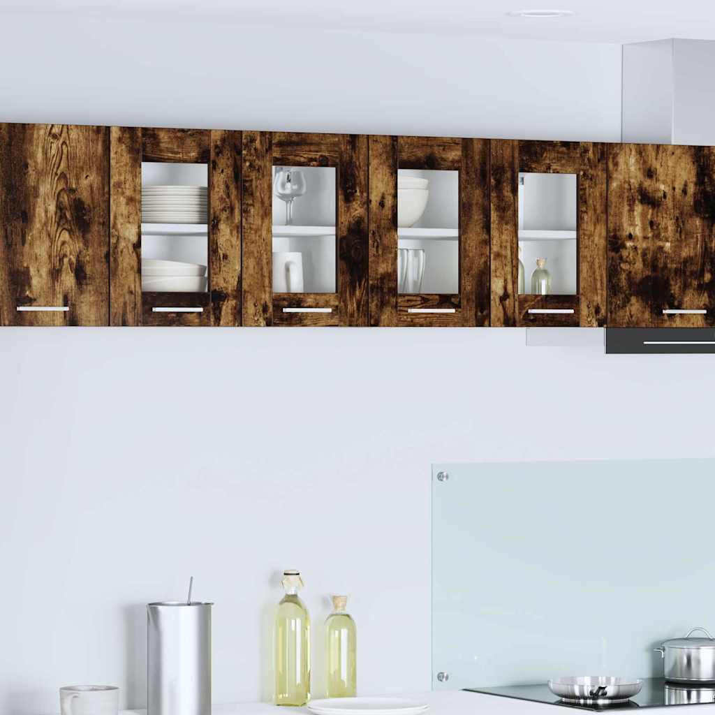 Hangkast 2 pcs Gerookt eiken 60 x 31 x 40 cm Bewerkt hout is nu te koop bij PeponiXL, paradijselijk wonen!