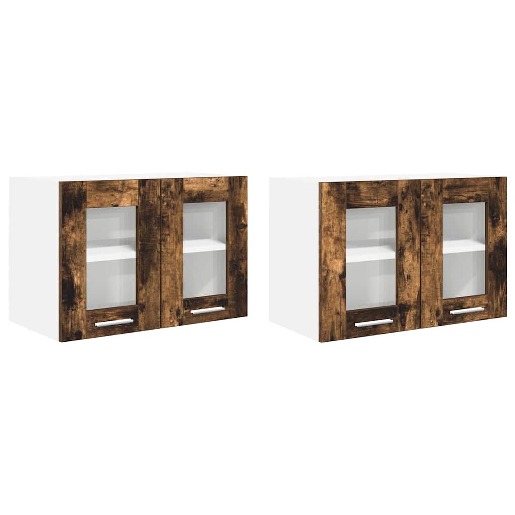 Hangkast 2 pcs Gerookt eiken 60 x 31 x 40 cm Bewerkt hout is nu te koop bij PeponiXL, paradijselijk wonen!