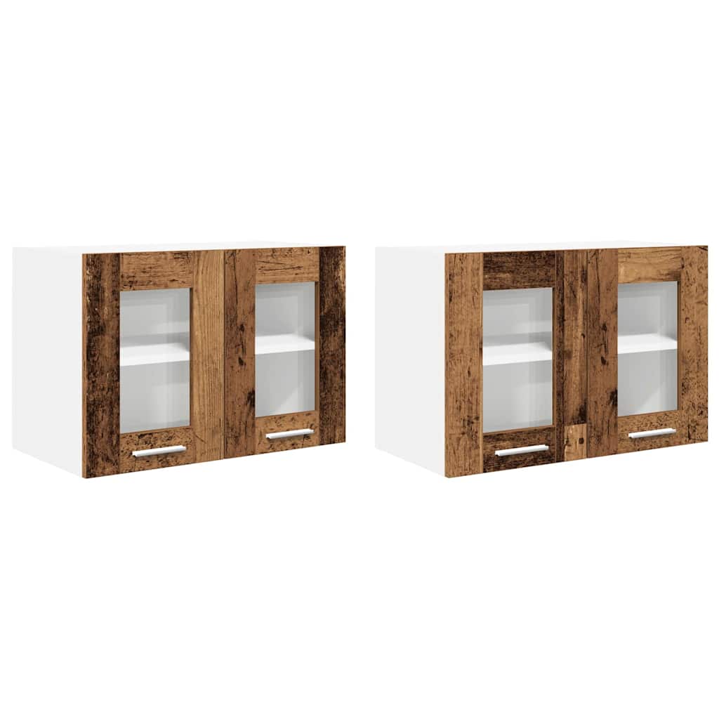 Hangkast met opslag 2 pcs Oudhout 60 x 31 x 40 cm Bewerkt hout is nu te koop bij PeponiXL, paradijselijk wonen!