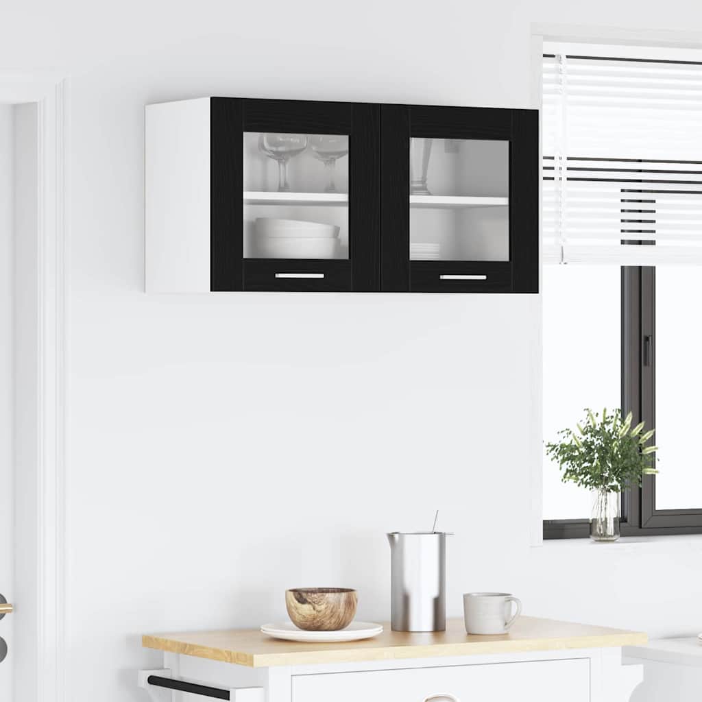 Hangkast Zwarte Eik en Wit 80 x 31 x 40 cm Bewerkt hout is nu te koop bij PeponiXL, paradijselijk wonen!