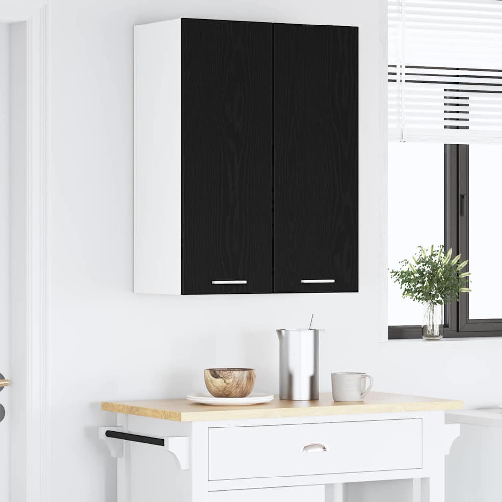 Hangkast Zwarte Eik en Wit 30 x 31 x 80 cm Bewerkt hout is nu te koop bij PeponiXL, paradijselijk wonen!