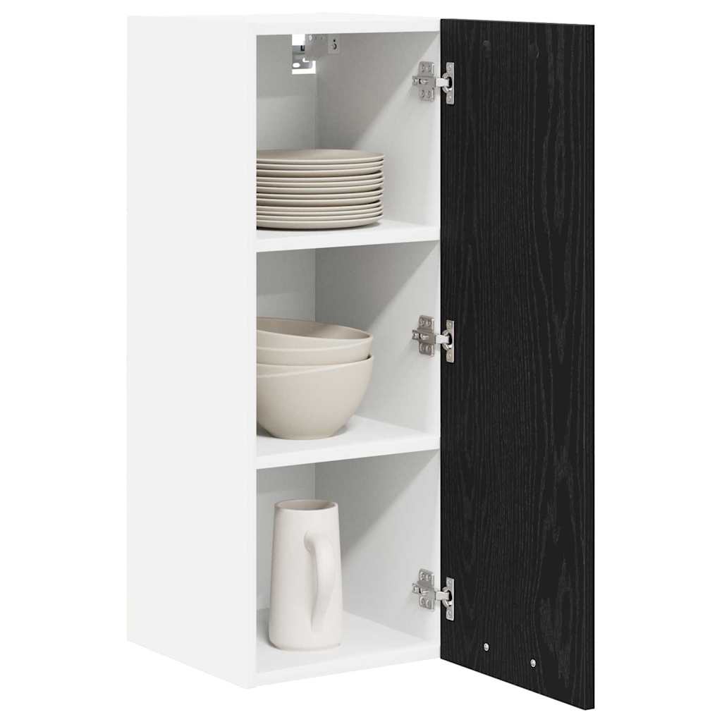 Hangkast Zwarte Eik en Wit 30 x 31 x 80 cm Bewerkt hout is nu te koop bij PeponiXL, paradijselijk wonen!