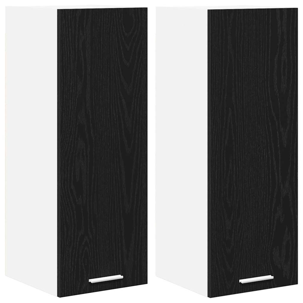 Hangkast 2 pcs Zwarte Eik en Wit 30 x 31 x 80 cm Bewerkt hout is nu te koop bij PeponiXL, paradijselijk wonen!