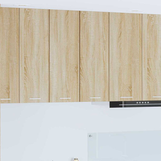 Hangkast 2 pcs Sonoma Eik en Wit 30 x 31 x 80 cm Bewerkt hout is nu te koop bij PeponiXL, paradijselijk wonen!