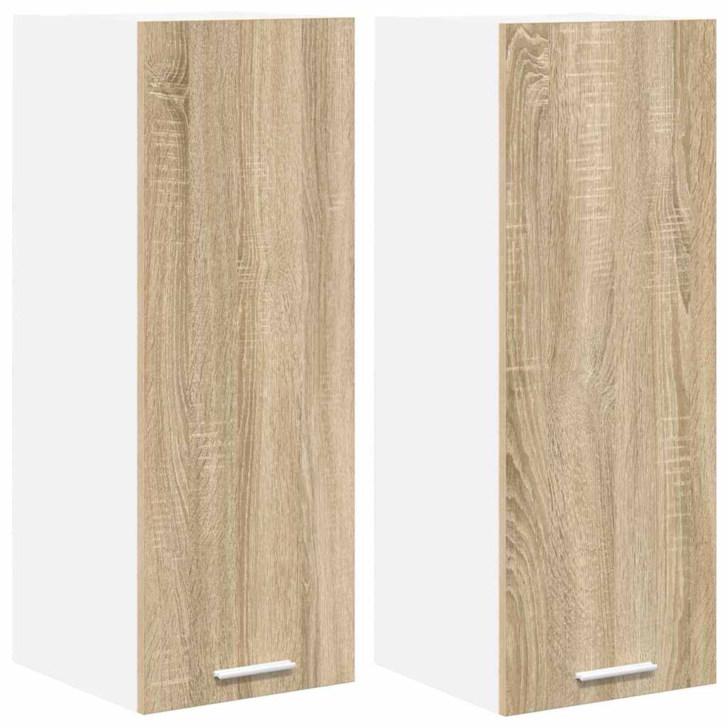 Hangkast 2 pcs Sonoma Eik en Wit 30 x 31 x 80 cm Bewerkt hout is nu te koop bij PeponiXL, paradijselijk wonen!