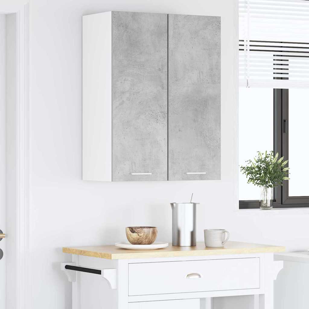 Hangkast 2 pcs Beton Grijs en Wit 30 x 31 x 80 cm Bewerkt hout is nu te koop bij PeponiXL, paradijselijk wonen!