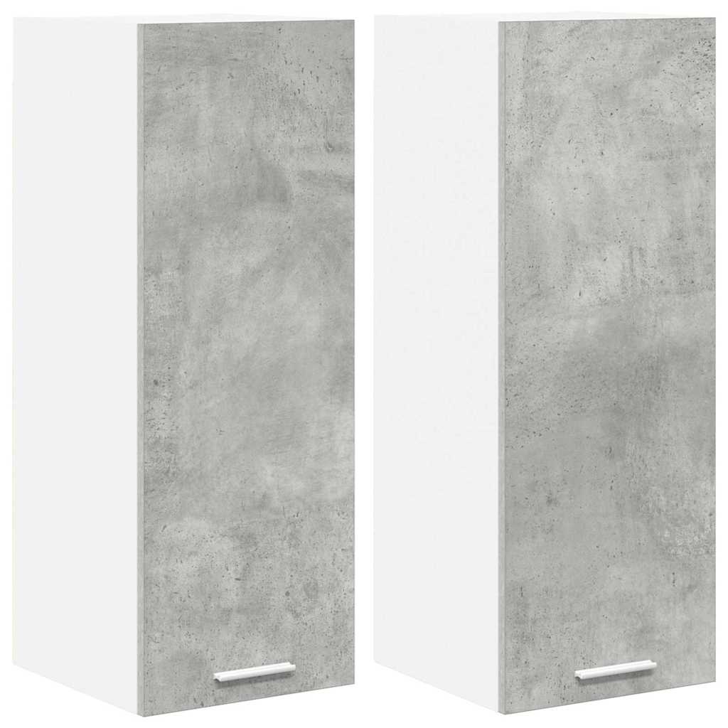 Hangkast 2 pcs Beton Grijs en Wit 30 x 31 x 80 cm Bewerkt hout is nu te koop bij PeponiXL, paradijselijk wonen!