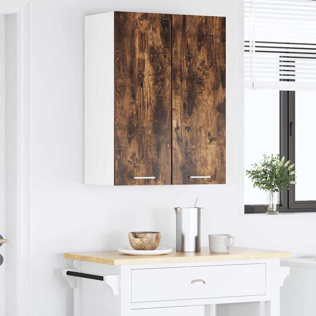Hangkast Gerookte Eik en Wit 30 x 31 x 80 cm Bewerkt hout is nu te koop bij PeponiXL, paradijselijk wonen!