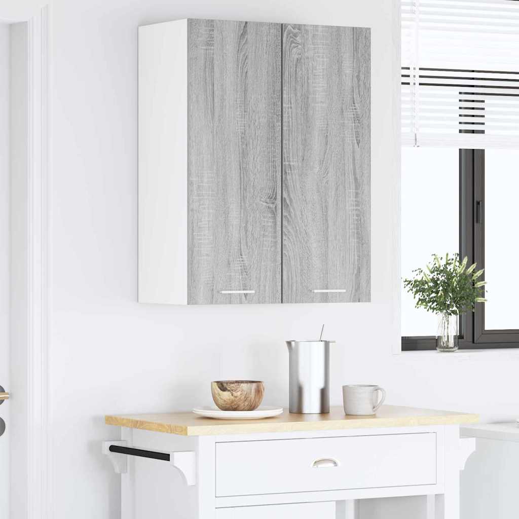 Hangkast Grijs Sonoma en Wit 30 x 31 x 80 cm Bewerkt hout is nu te koop bij PeponiXL, paradijselijk wonen!