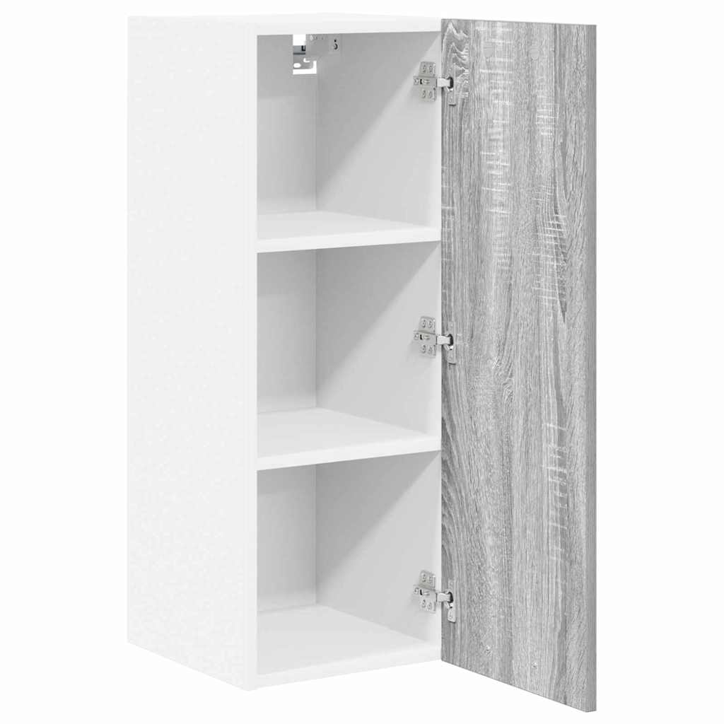 Hangkast Grijs Sonoma en Wit 30 x 31 x 80 cm Bewerkt hout is nu te koop bij PeponiXL, paradijselijk wonen!