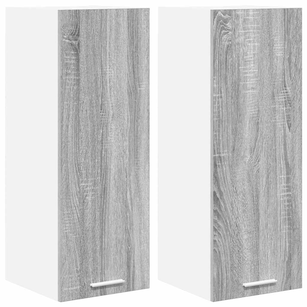 Hangkast 2 pcs Grijs Sonoma en Wit 30 x 31 x 80 cm Bewerkt hout is nu te koop bij PeponiXL, paradijselijk wonen!