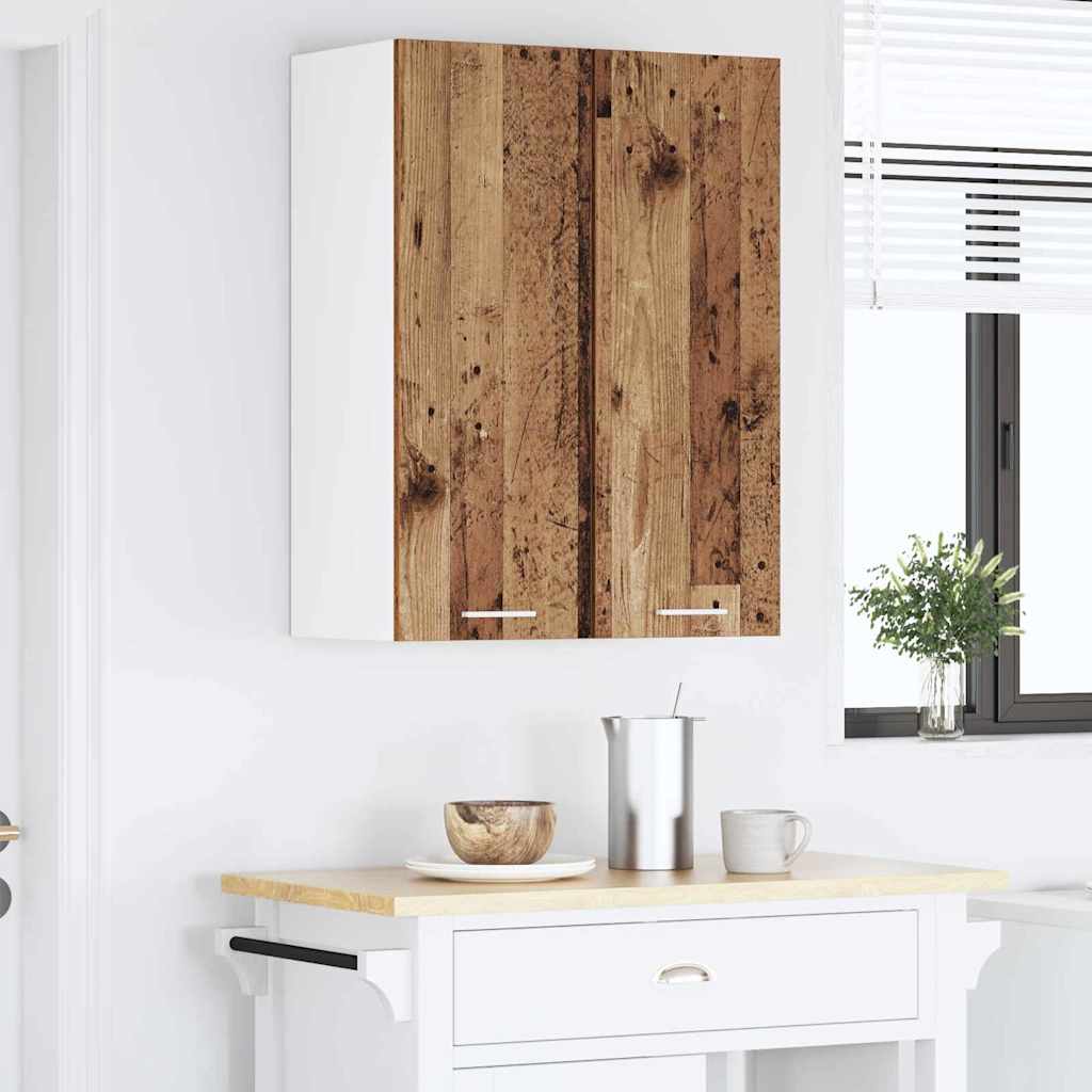 Hangkast 2 pcs Oude Hout en Wit 30 x 31 x 80 cm Bewerkt hout is nu te koop bij PeponiXL, paradijselijk wonen!