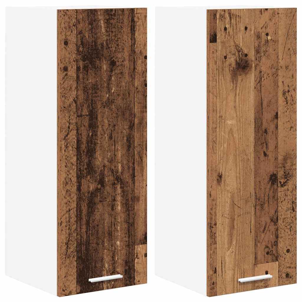 Hangkast 2 pcs Oude Hout en Wit 30 x 31 x 80 cm Bewerkt hout is nu te koop bij PeponiXL, paradijselijk wonen!