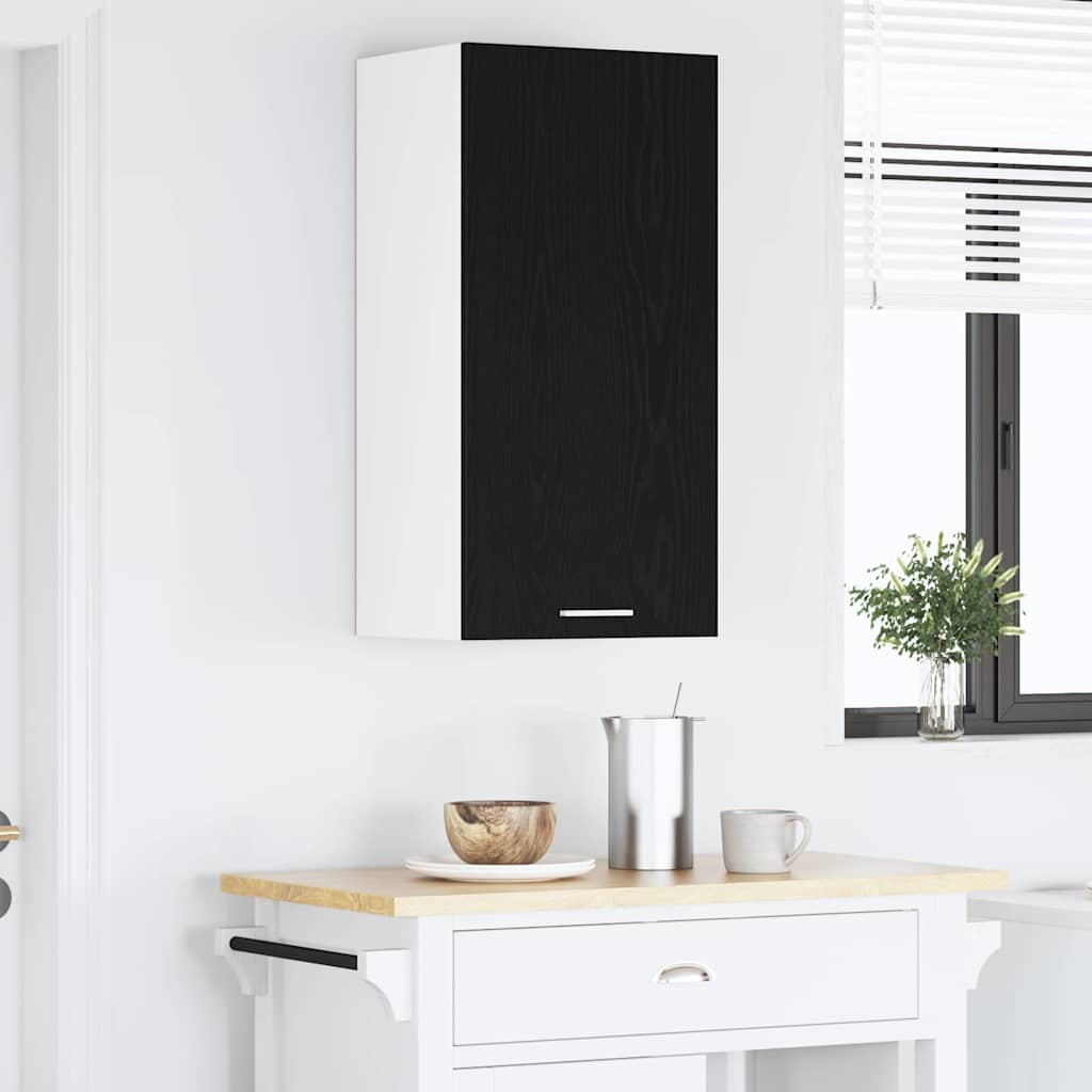 Hangkast Riga Zwarte Eik en Wit 40 x 31 x 80 cm Bewerkt hout is nu te koop bij PeponiXL, paradijselijk wonen!