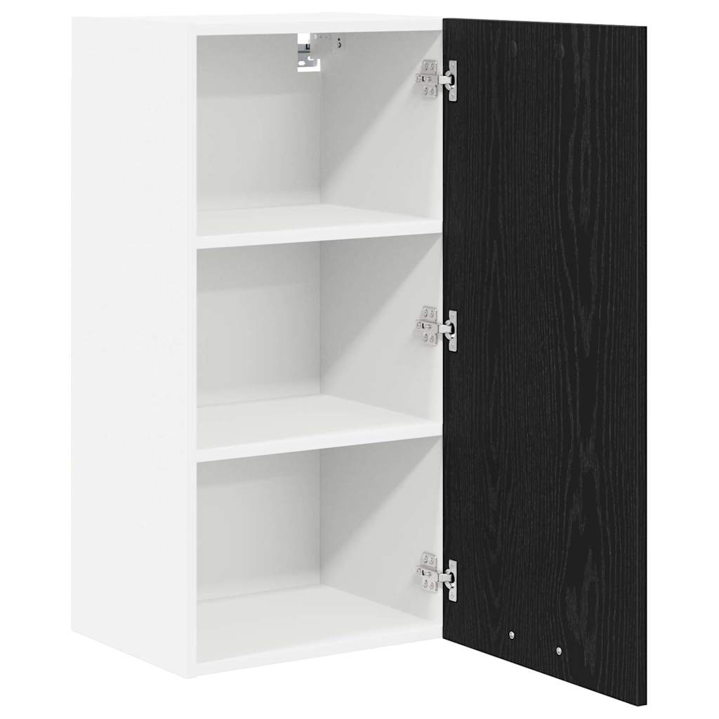 Hangkast Riga Zwarte Eik en Wit 40 x 31 x 80 cm Bewerkt hout is nu te koop bij PeponiXL, paradijselijk wonen!