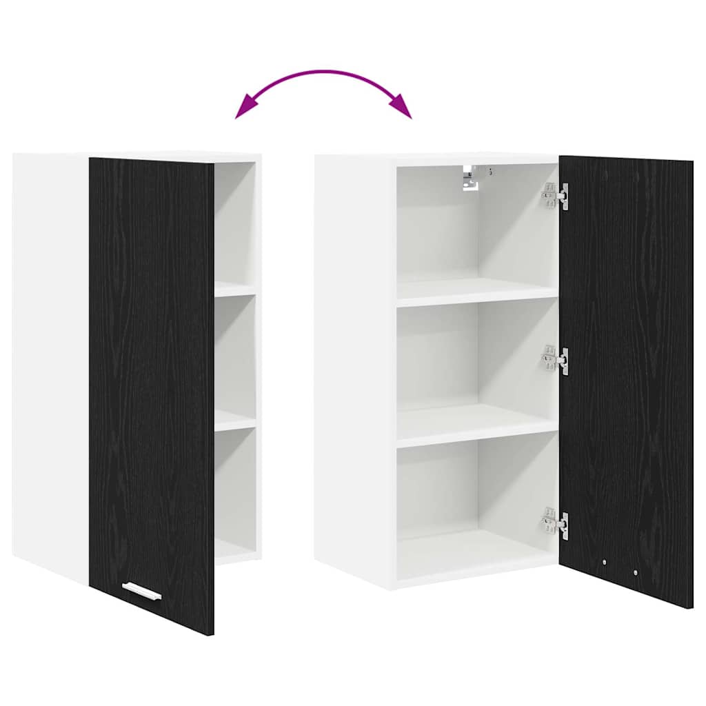 Hangkast Riga Zwarte Eik en Wit 40 x 31 x 80 cm Bewerkt hout is nu te koop bij PeponiXL, paradijselijk wonen!