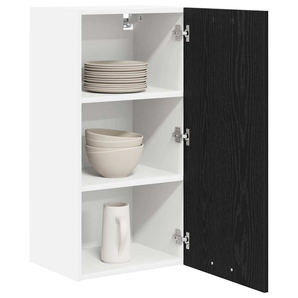 Hangkast Riga Zwarte Eik en Wit 40 x 31 x 80 cm Bewerkt hout is nu te koop bij PeponiXL, paradijselijk wonen!