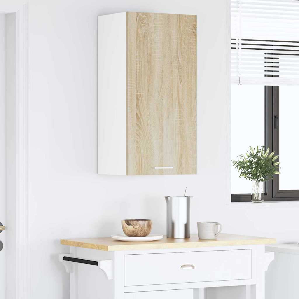 Hangkast Sonoma Eik en Wit 40 x 31 x 80 cm Bewerkt hout is nu te koop bij PeponiXL, paradijselijk wonen!