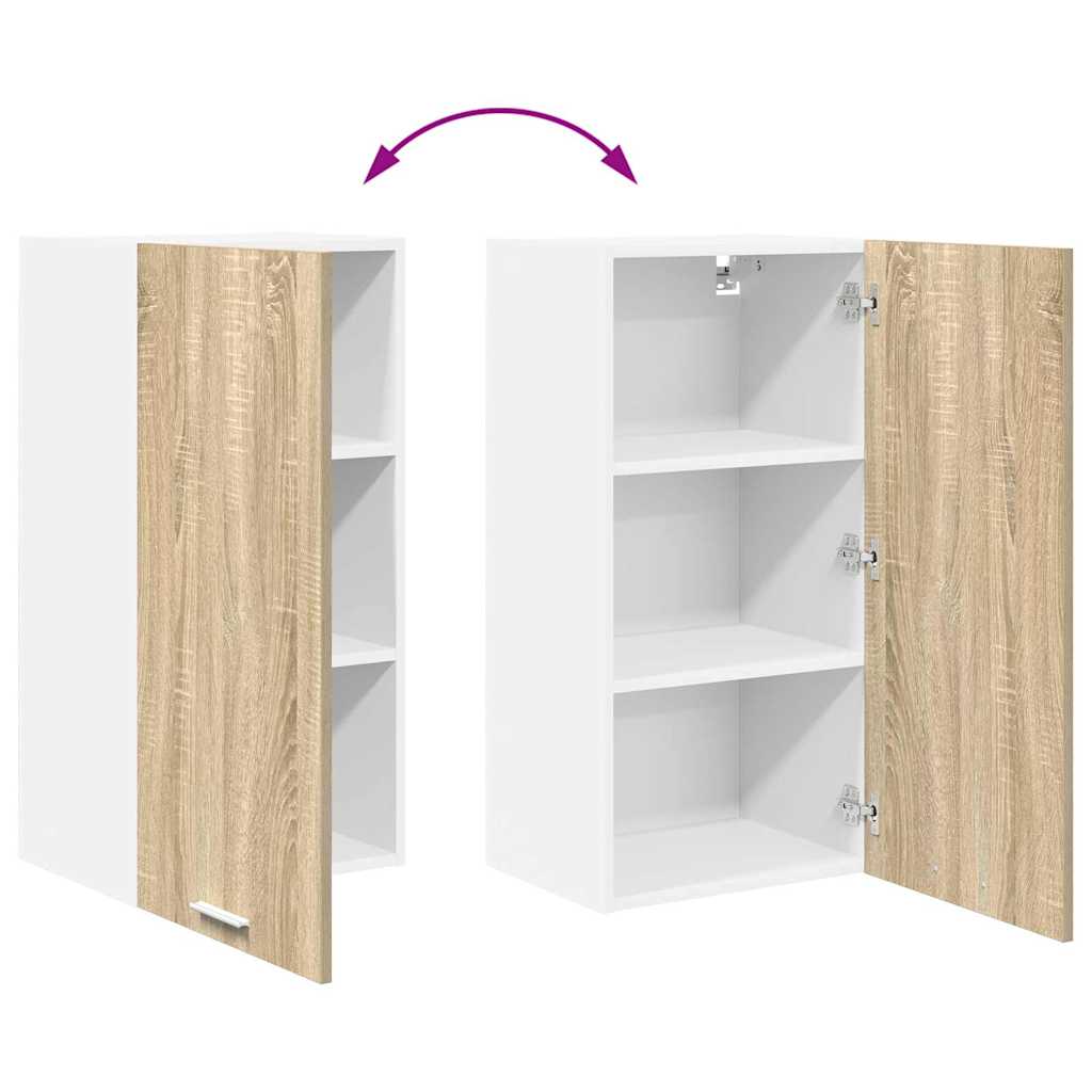Hangkast Sonoma Eik en Wit 40 x 31 x 80 cm Bewerkt hout is nu te koop bij PeponiXL, paradijselijk wonen!