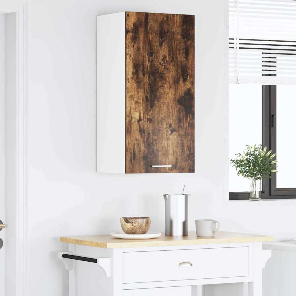 Hangkast Gerookte Eik en Wit 40 x 31 x 80 cm Bewerkt hout is nu te koop bij PeponiXL, paradijselijk wonen!