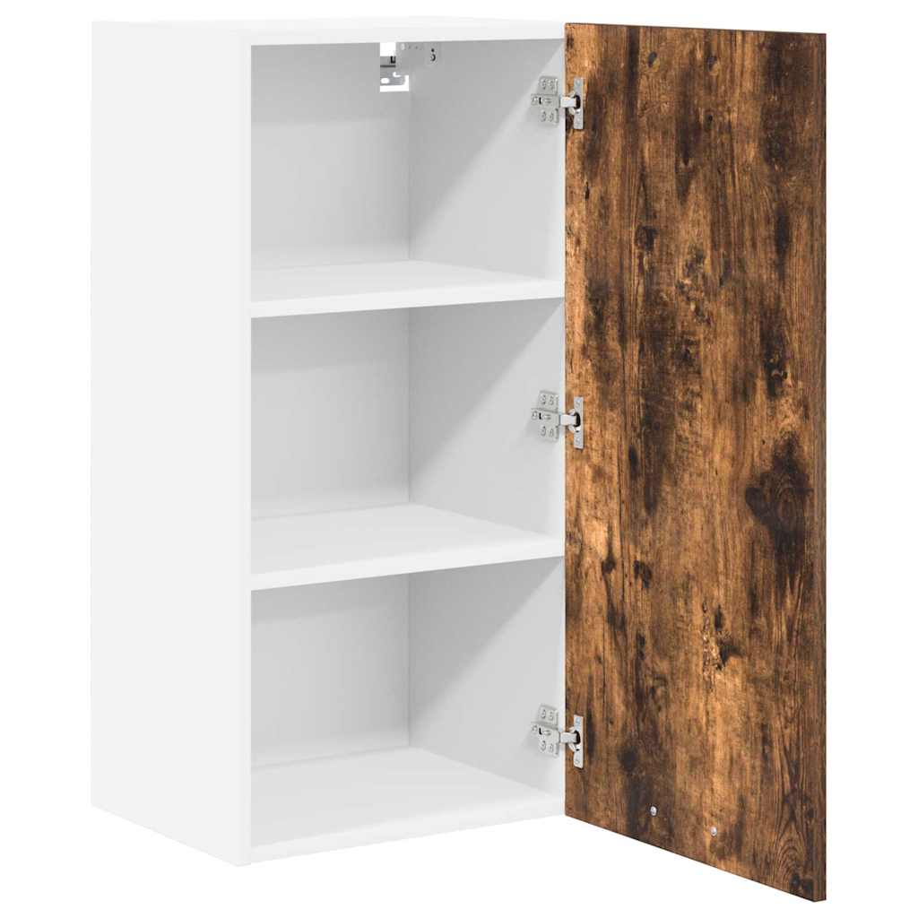 Hangkast Gerookte Eik en Wit 40 x 31 x 80 cm Bewerkt hout is nu te koop bij PeponiXL, paradijselijk wonen!