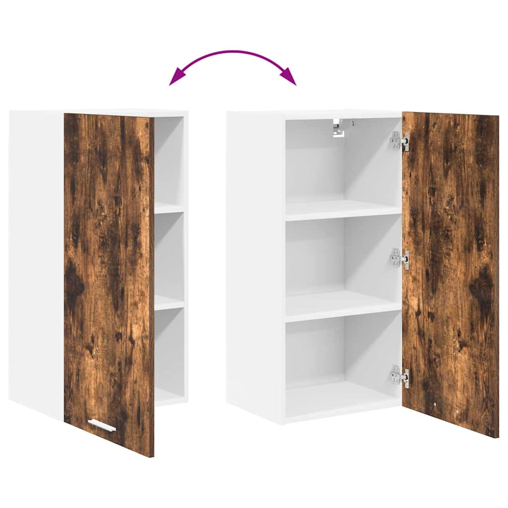 Hangkast Gerookte Eik en Wit 40 x 31 x 80 cm Bewerkt hout is nu te koop bij PeponiXL, paradijselijk wonen!