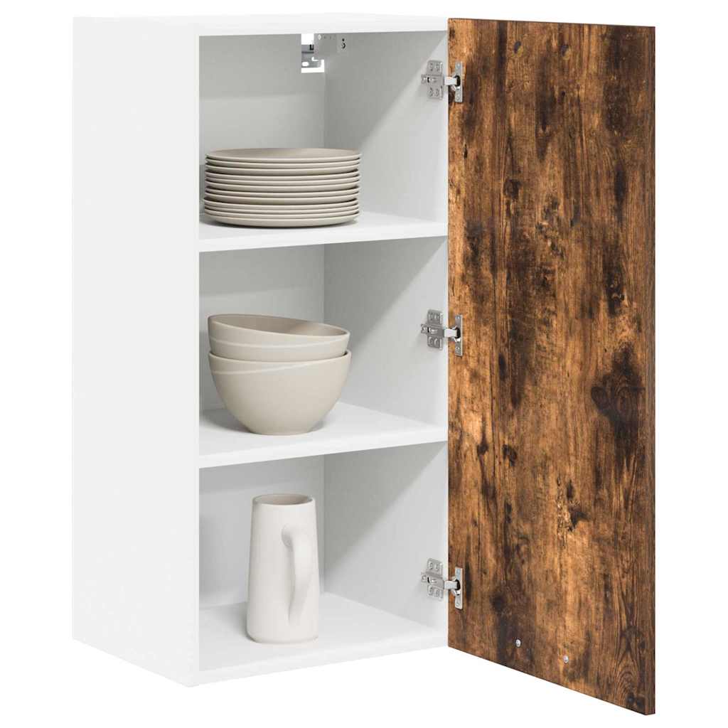 Hangkast Gerookte Eik en Wit 40 x 31 x 80 cm Bewerkt hout is nu te koop bij PeponiXL, paradijselijk wonen!